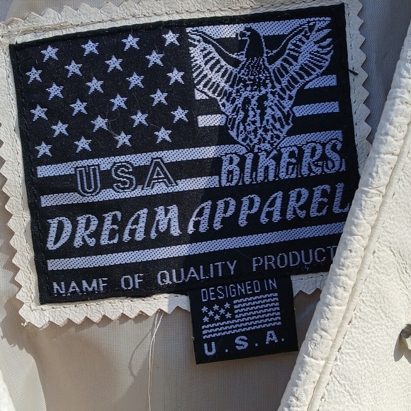 USA BIKERS DREAM APPAREL LEATHER FRINGE JACKET sz M/L - Picture 3 of 14